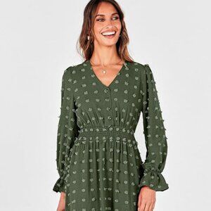 Green Swiss Dot Maxi Dress